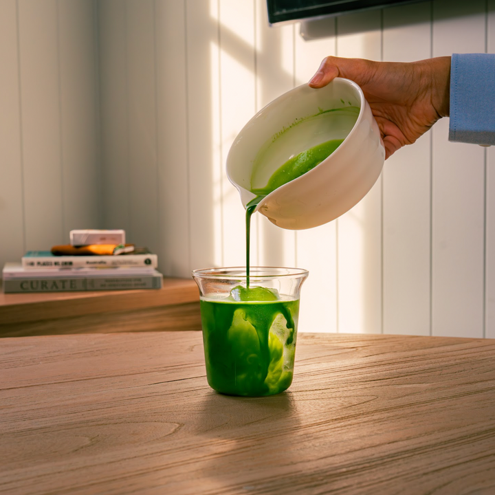 Matcha Society's Shizen Organic Ceremonial Matcha Poured into water