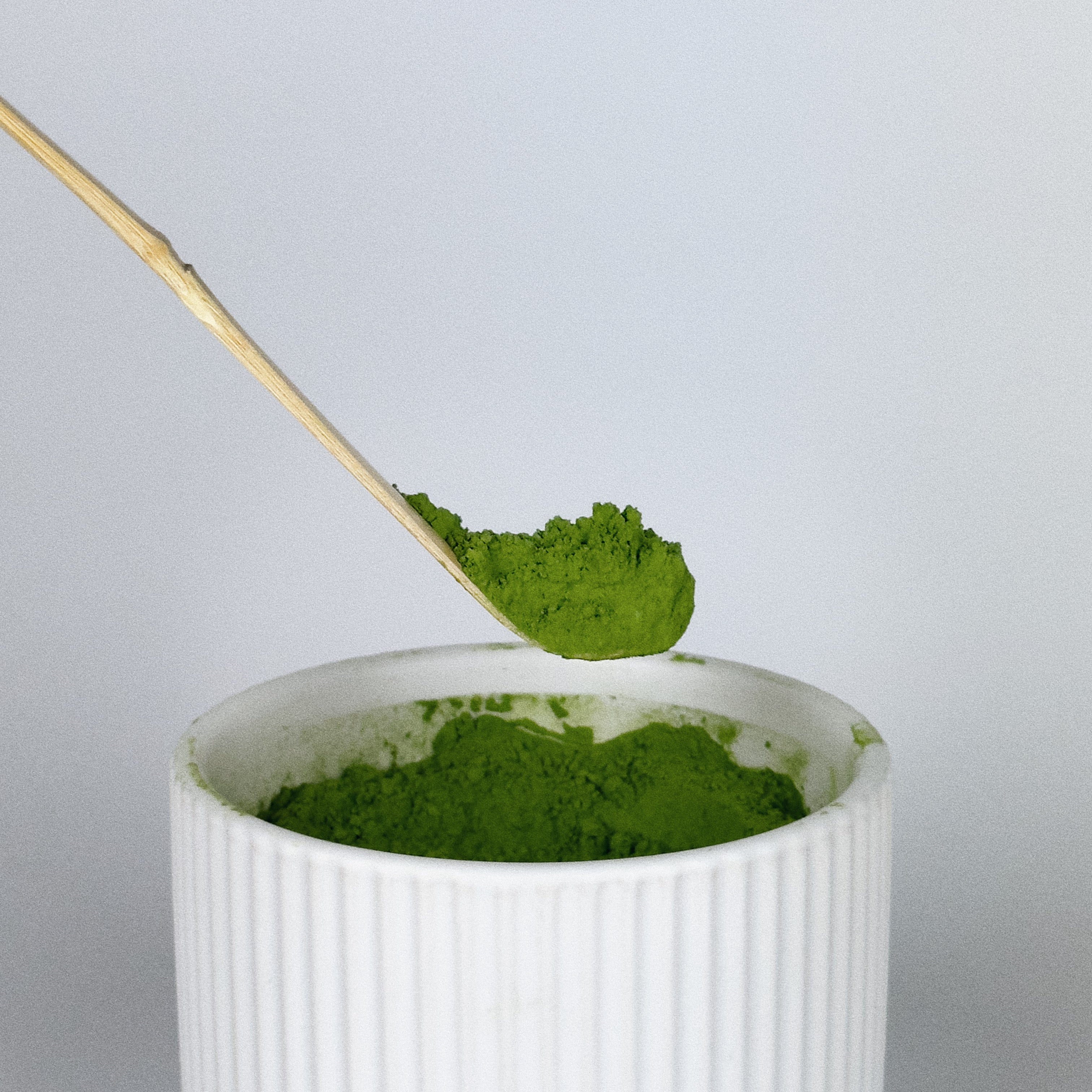 Bamboo Scoop of Ceremonial matcha to prepare Matcha Latte