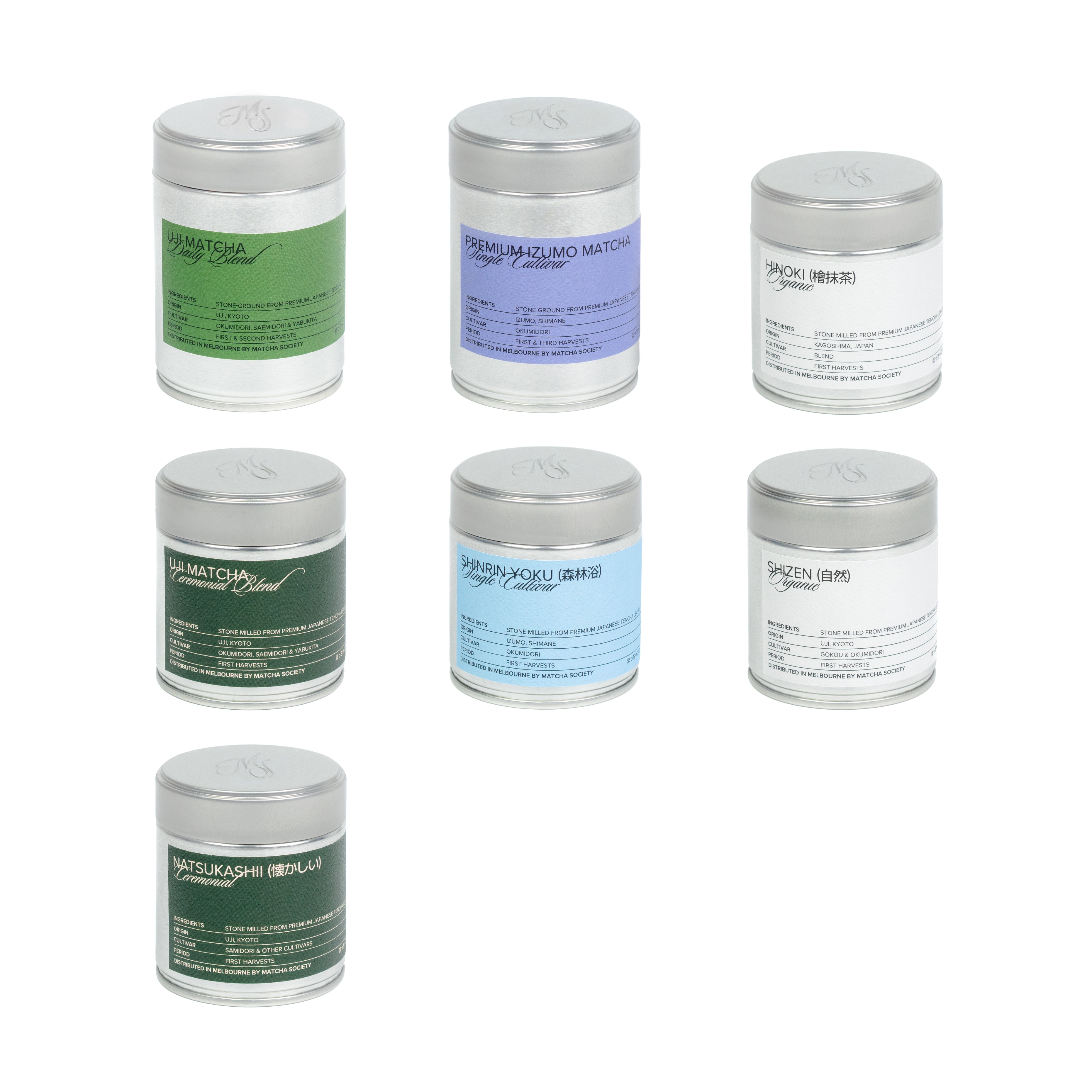 Matcha Society Organic Daily Blend Ceremonial Grade Single Cultivar Matcha in Tin Cans