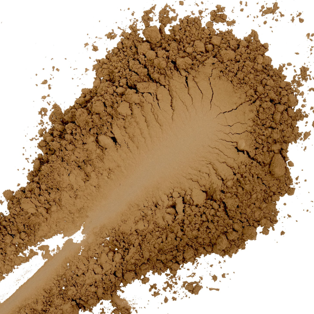 Close-up swatch of Matcha Society Hojicha powder showing its characteristic earthy brown color and fine texture