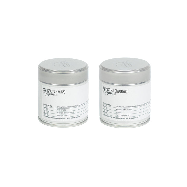 Matcha Society Organic Shizen Hinoki Matcha in two Separate Tins