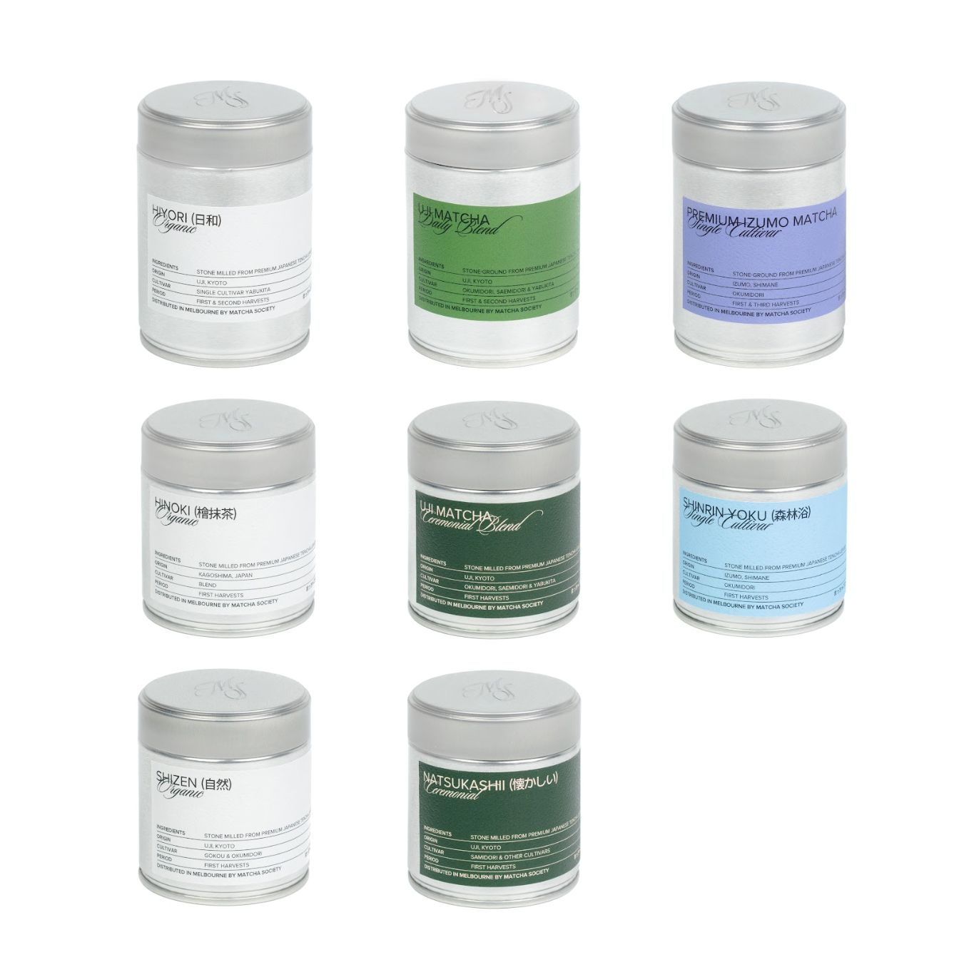 Matcha Society Organic Daily Blend Ceremonial Grade Single Cultivar Matcha in Tin Cans